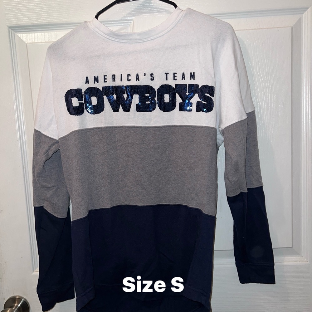 America's Team Cowboys Colorblock Long Sleeve Shirt - Size S
